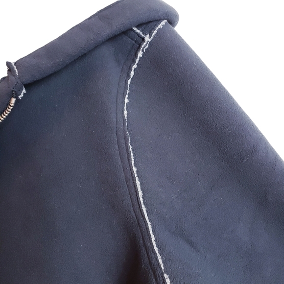 📣 SOLD 📣Susan Graver Reversible Polar Fleece Sherpa Coat Large Black Gray New - Picture 9 of 17